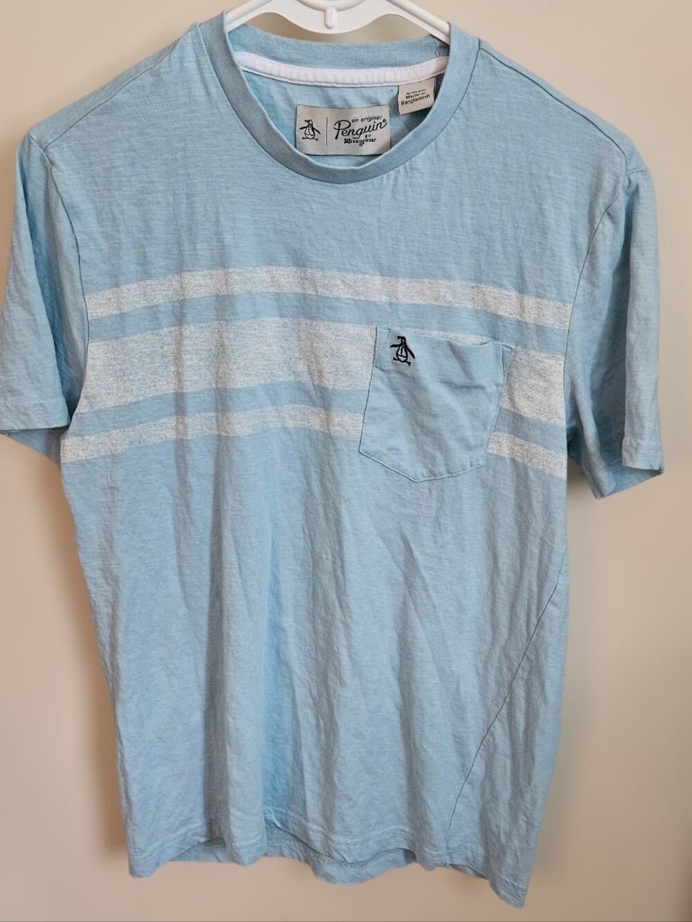 Original Penguin Light Blue Striped Pocket Tee